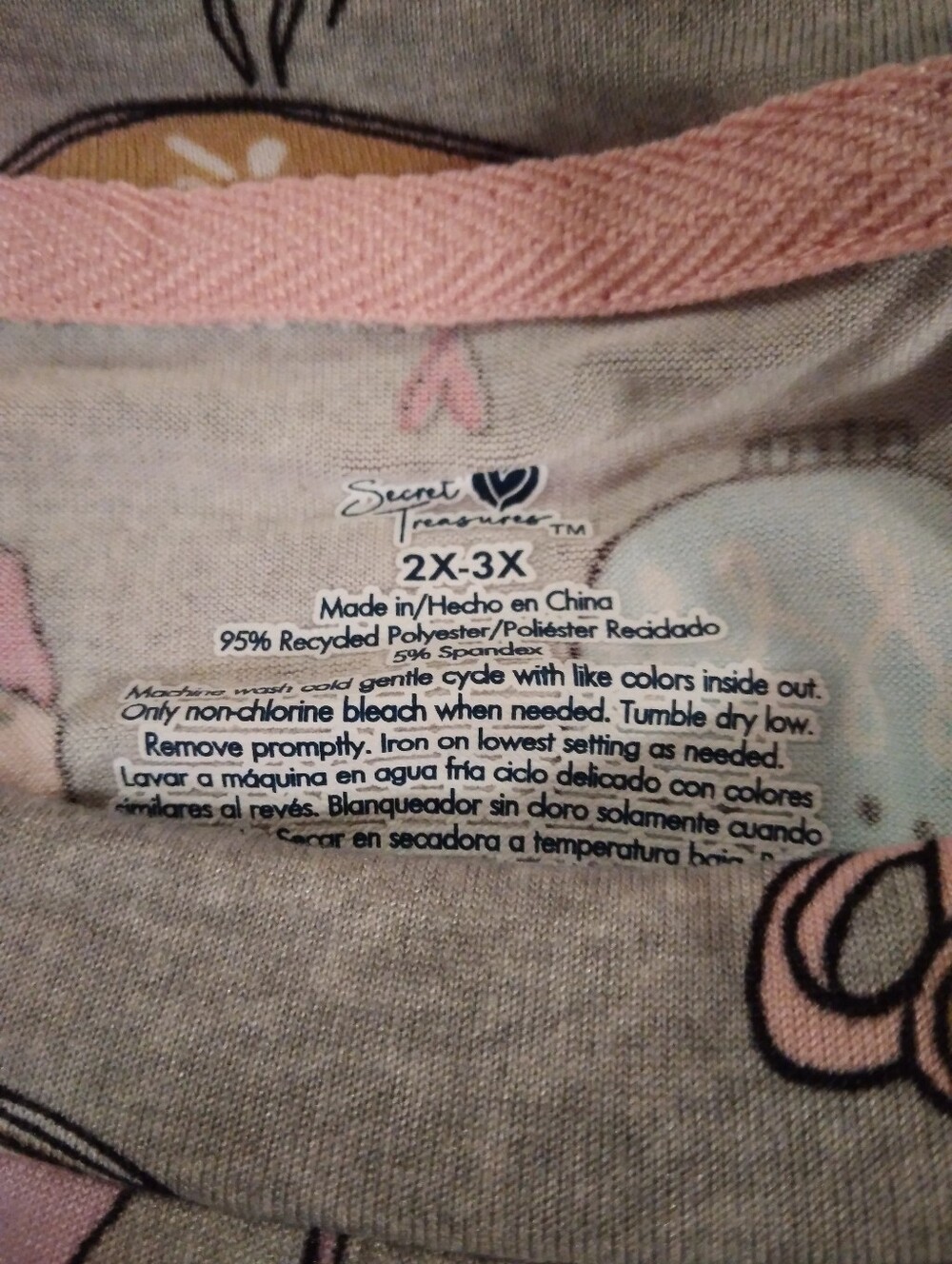 Secret Treasures Grey Women's Nightgown with Pink & Blue Drink Print - Picture 4 of 5